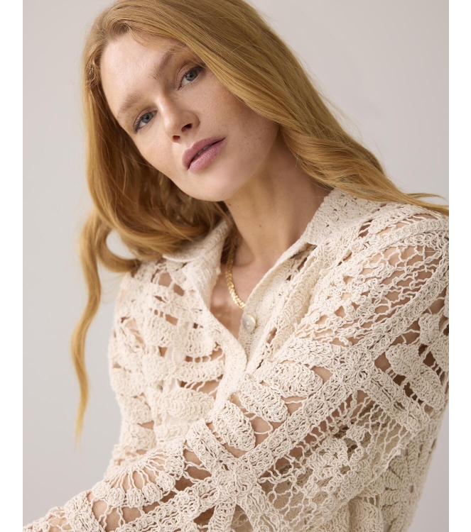 Summum Woman Short cardigan flower crochet knit 000122 Ivory