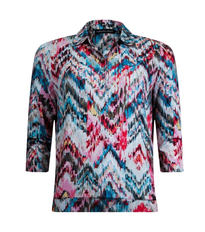 Sarto Fashion Blouson polo 3/4 sl m1284 coral-rosebloom+multicolzigza