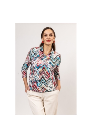 Sarto Fashion Blouson polo 3/4 sl m1284 coral-rosebloom+multicolzigza