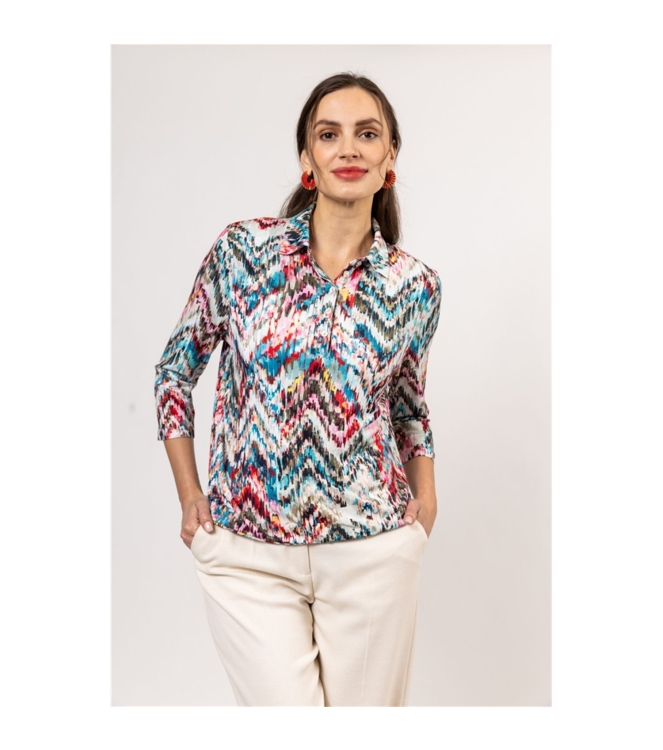Sarto Fashion Blouson polo 3/4 sl m1284 coral-rosebloom+multicolzigza