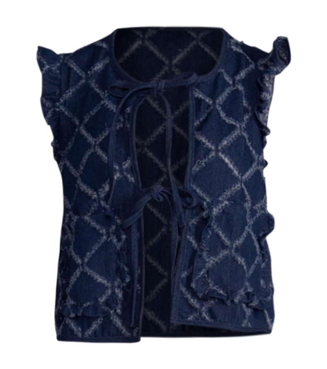 Co Couture MilanCC denim frill vest 555 Dark denim
