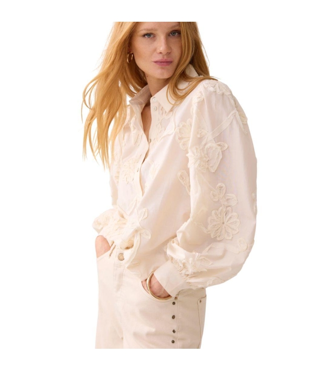 Summum Woman Blouse Tape pattern voile 122 Ivory