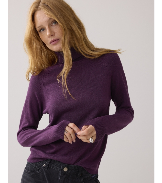 Summum Woman Turtle neck sweater soft viscose polyamide lurex k 324 Wineberry