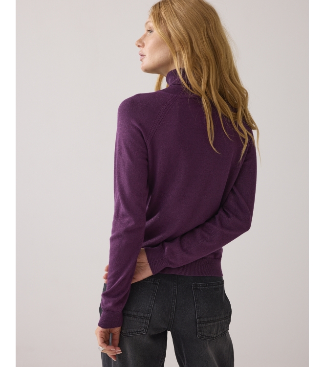 Summum Woman Turtle neck sweater soft viscose polyamide lurex k 324 Wineberry