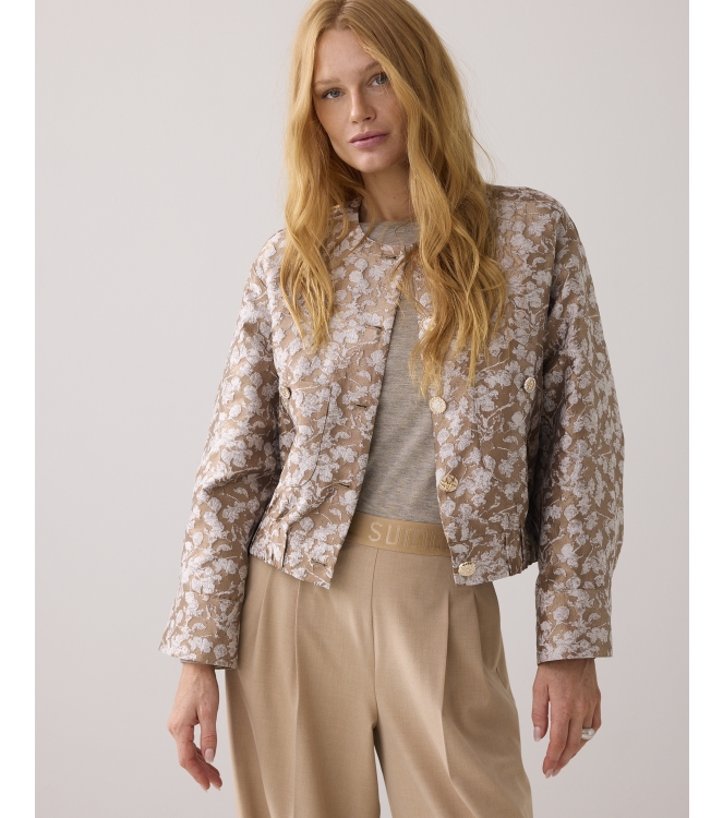 Summum Woman Jacket bomber Leaves jaquard 722 Alpaca