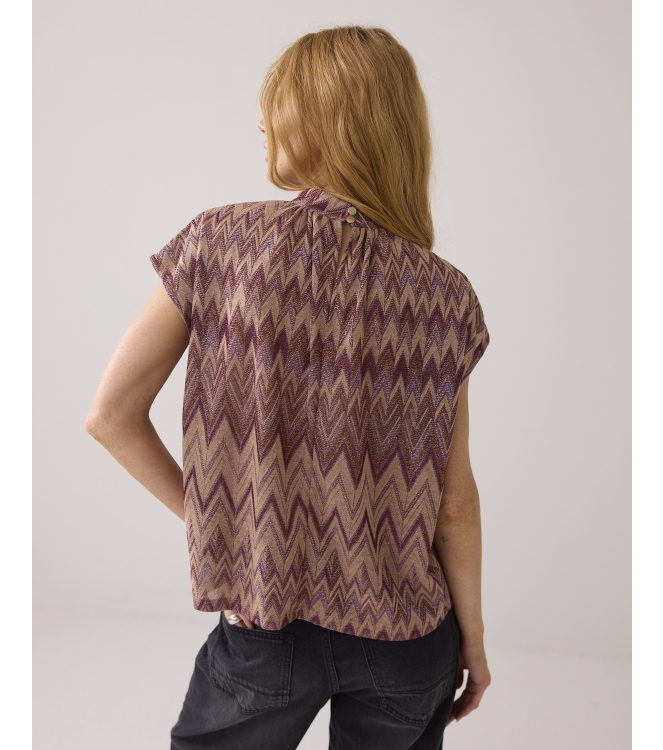 Summum Woman Top Zig zag lurex 315 Sheer Violet
