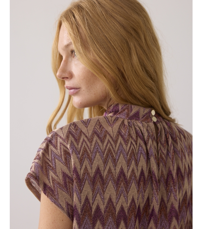 Summum Woman Top Zig zag lurex 315 Sheer Violet