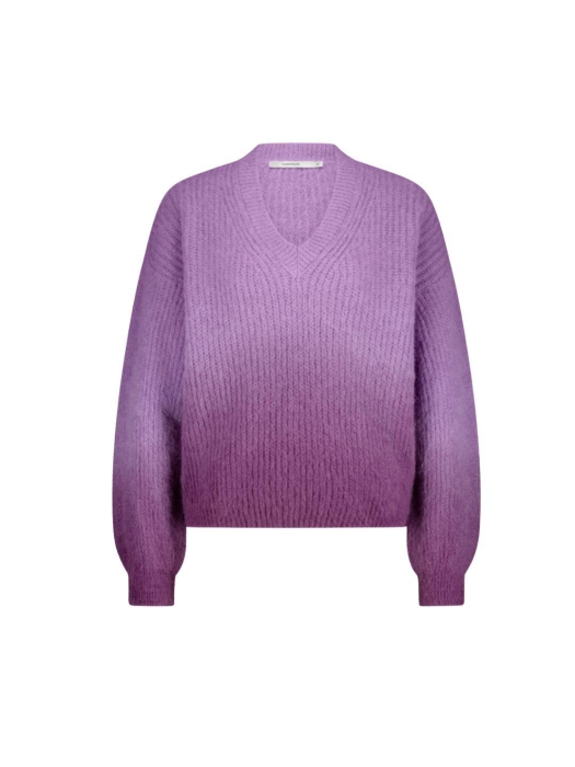 Summum Woman V-neck sweater dip dye knit 315 Sheer Violet