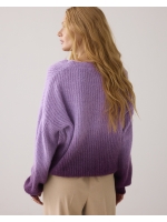 Summum Woman V-neck sweater dip dye knit 315 Sheer Violet