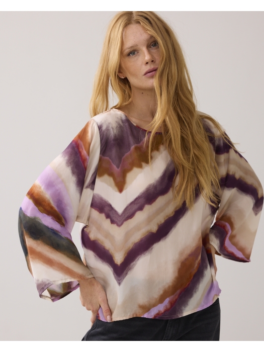 Summum Woman Top wide sleeves Zigzag print 120 Multicolour