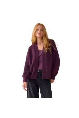 Summum Woman Puff sleeve cardigan cozy melange knit 324 Wineberry