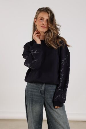 NUKUS Suzanne Pullover Strass 70 navy