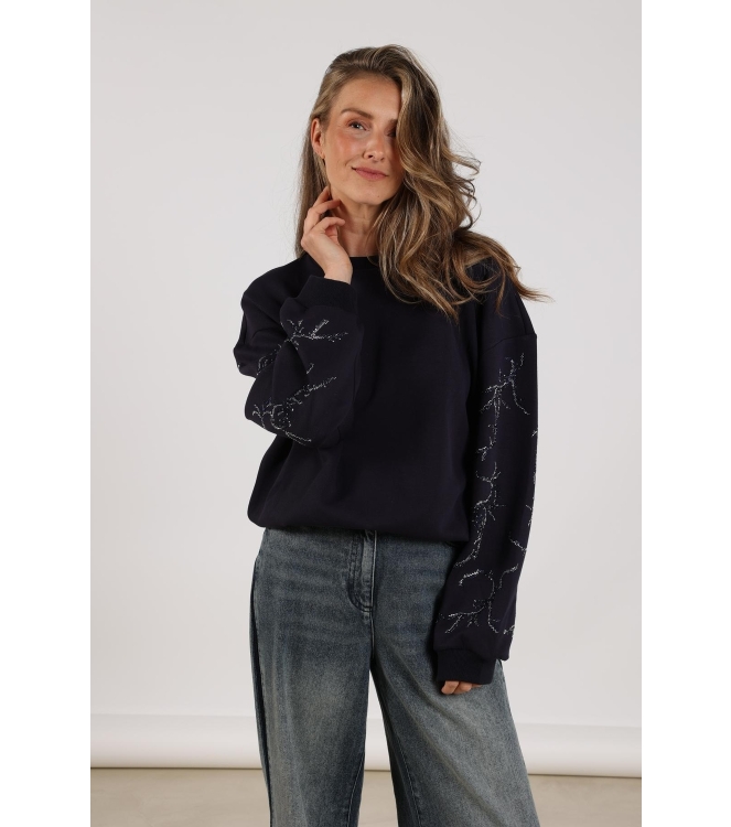 NUKUS Suzanne Pullover Strass 70 navy
