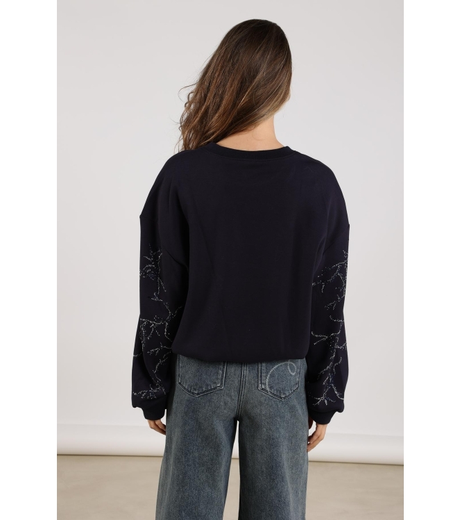 NUKUS Suzanne Pullover Strass 70 navy