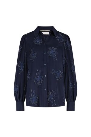 NUKUS Preston Blouse Embroidery 70 navy