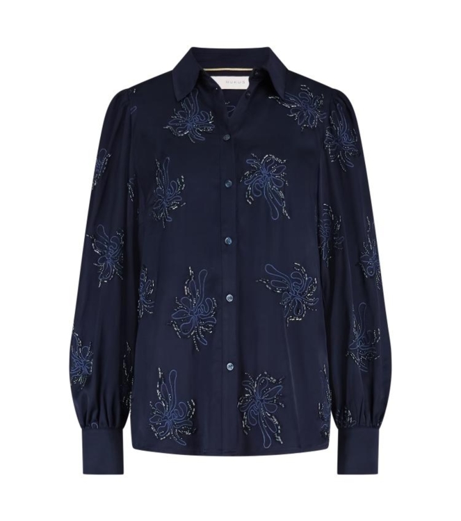 NUKUS Preston Blouse Embroidery 70 navy