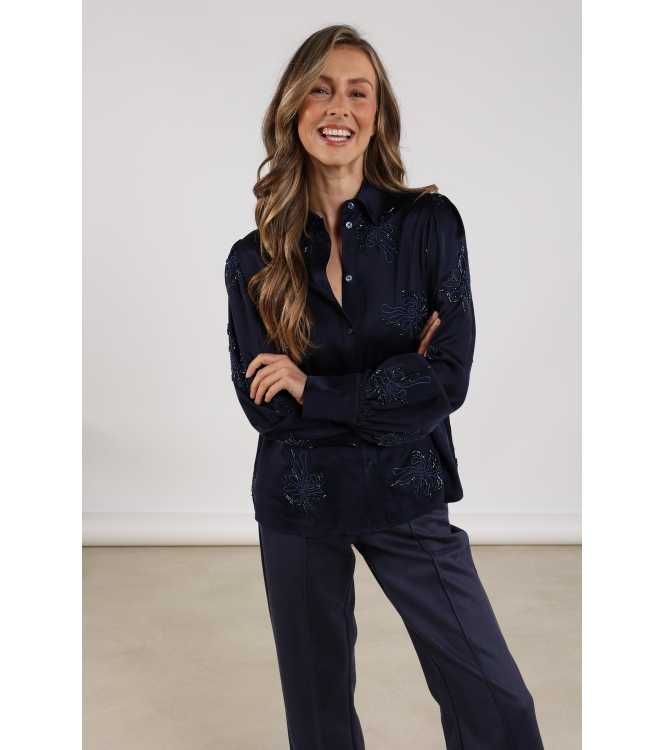 NUKUS Preston Blouse Embroidery 70 navy