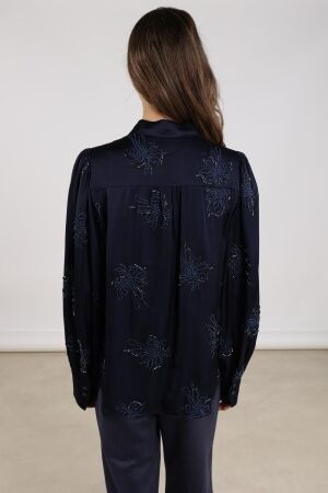 NUKUS Preston Blouse Embroidery 70 navy