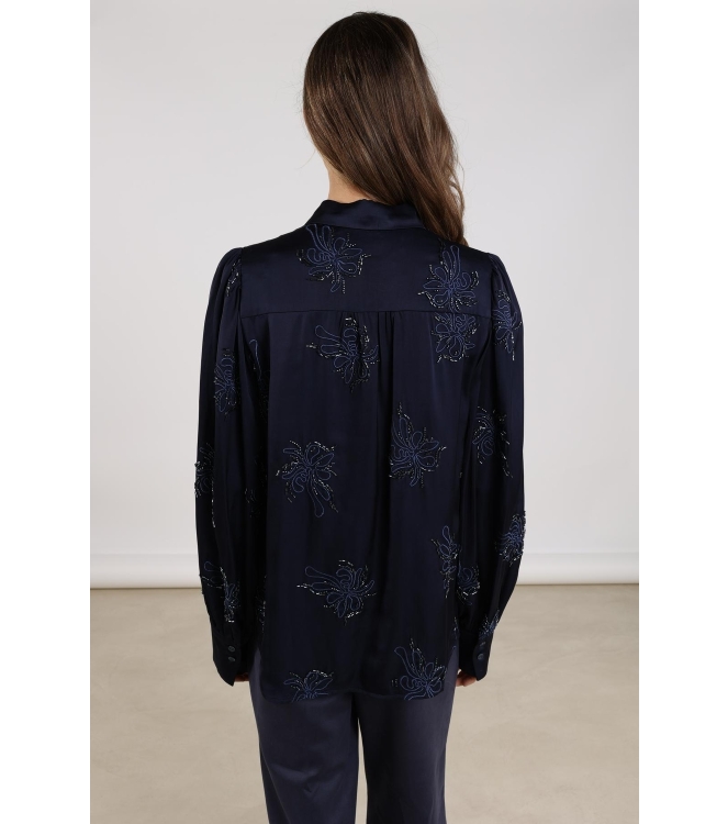 NUKUS Preston Blouse Embroidery 70 navy