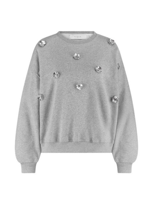 NUKUS Beatriz Pullover Flower 58 grey melange