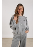 NUKUS Beatriz Pullover Flower 58 grey melange