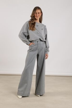 NUKUS Beatriz Pullover Flower 58 grey melange