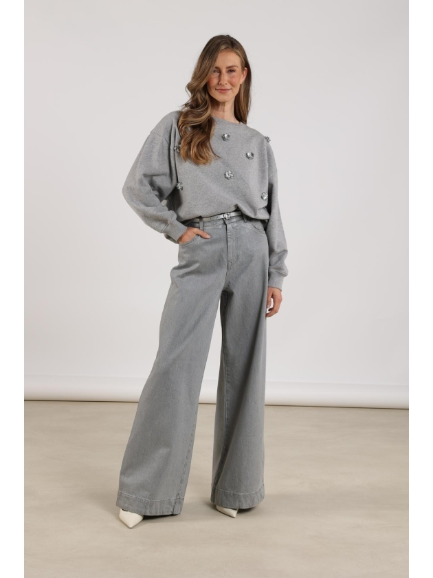 NUKUS Beatriz Pullover Flower 58 grey melange