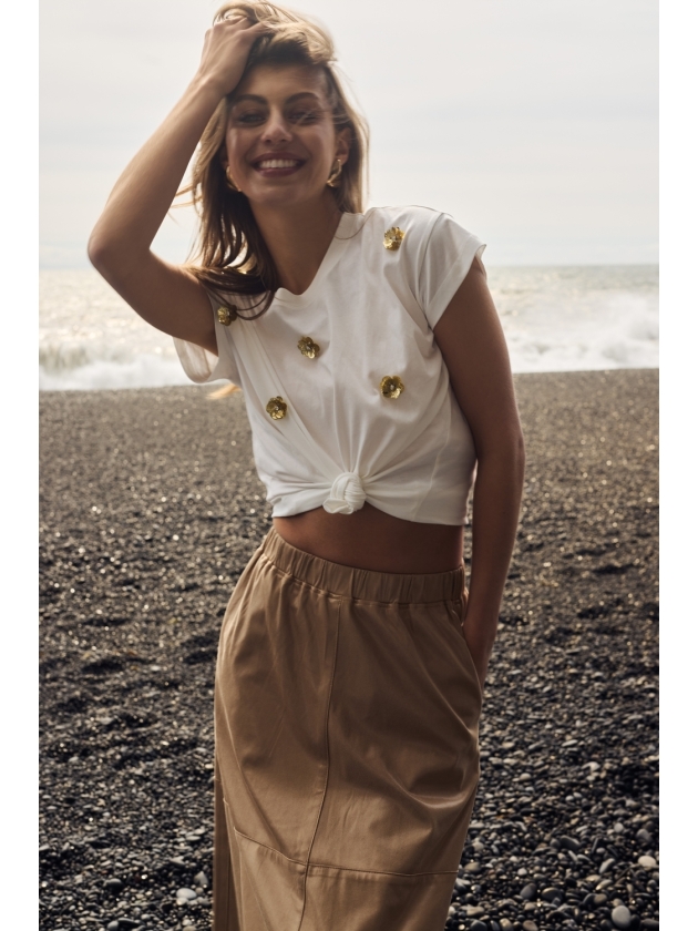 NUKUS Pearly Shirt Flower 17 off white