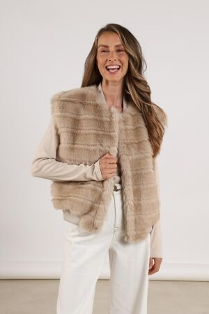 NUKUS Billy Gilet Stripe 9 sand