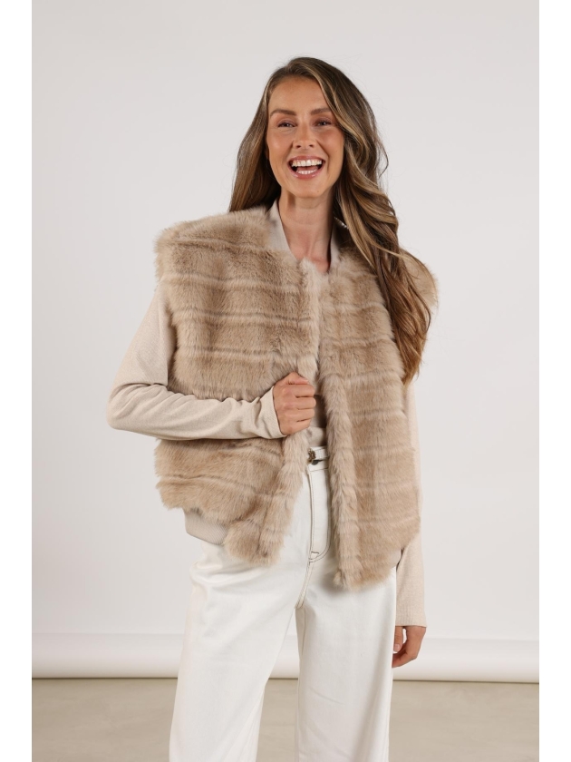 NUKUS Billy Gilet Stripe 9 sand