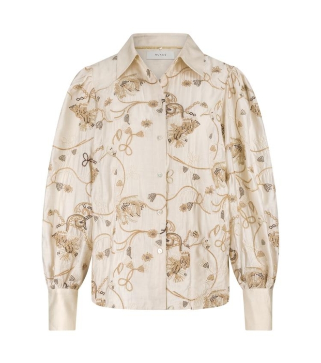 NUKUS Preston Blouse Embroidery 9 sand