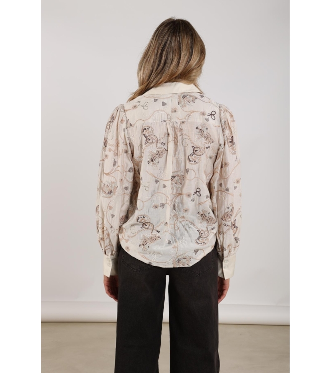 NUKUS Preston Blouse Embroidery 9 sand