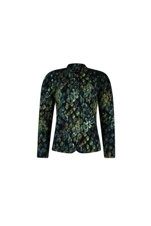 Sarto Fashion Jacket stand-up collar p1100 green macro snake print