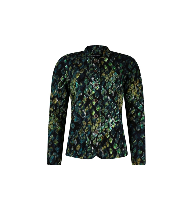 Sarto Fashion Jacket stand-up collar p1100 green macro snake print
