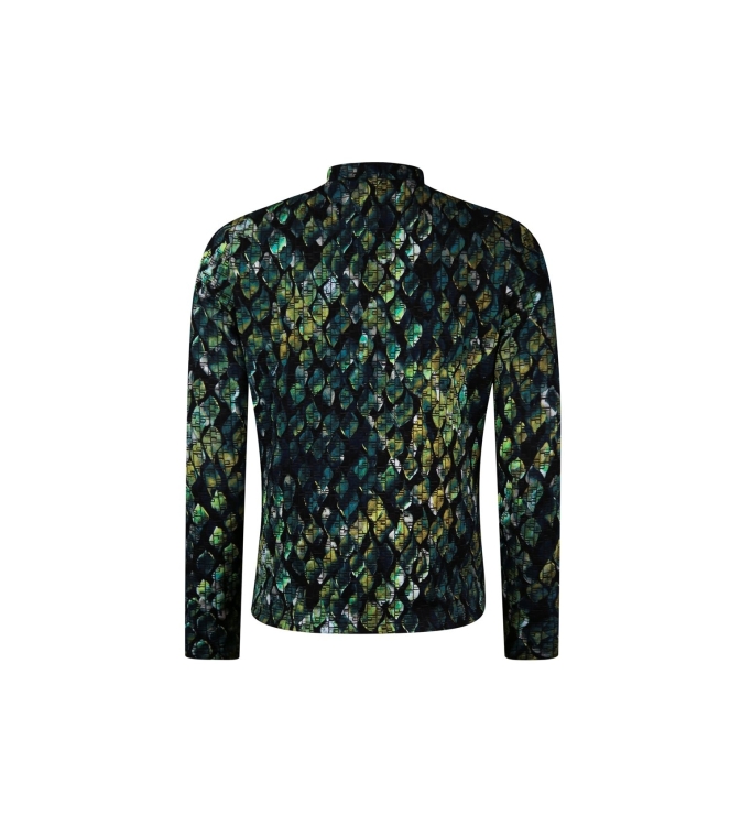 Sarto Fashion Jacket stand-up collar p1100 green macro snake print