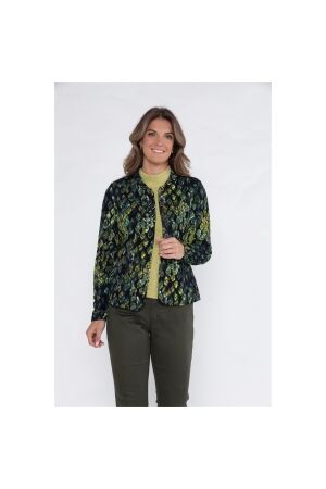 Sarto Fashion Jacket stand-up collar p1100 green macro snake print