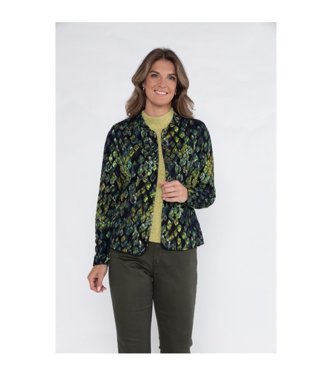 Sarto Fashion Jacket stand-up collar p1100 green macro snake print