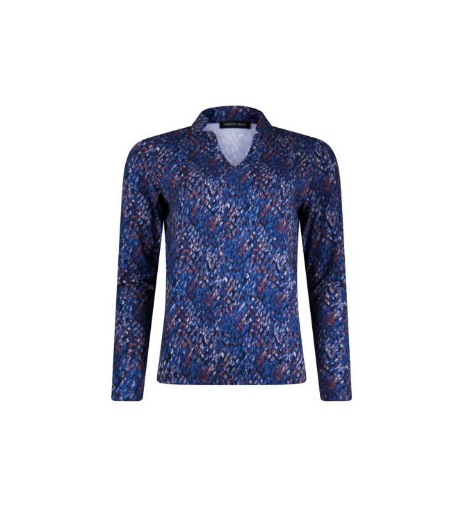 Sarto Fashion T-shirt v-neck p1971 blue-mocca snake skin minimal