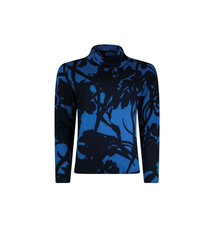 Sarto Fashion Pullover rollcollar p1421 d.blue-navy shadow flower
