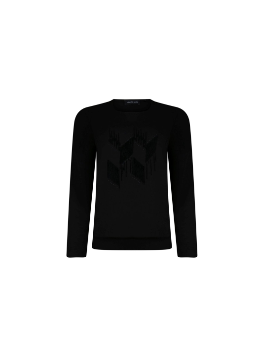 Sarto Fashion Blouson ballet neck p1651 black flockprint on black