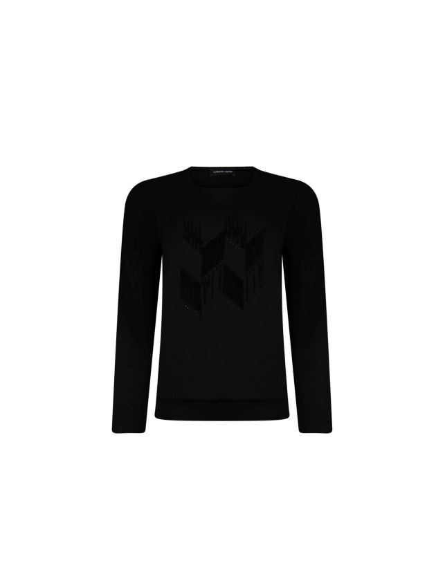 Sarto Fashion Blouson ballet neck p1651 black flockprint on black