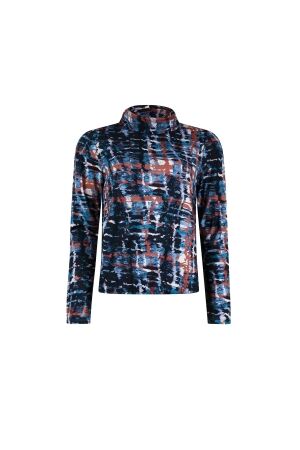 Sarto Fashion T-shirt rollcollar p1040 navy-mocca+ painted check