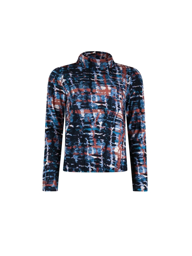 Sarto Fashion T-shirt rollcollar p1040 navy-mocca+ painted check