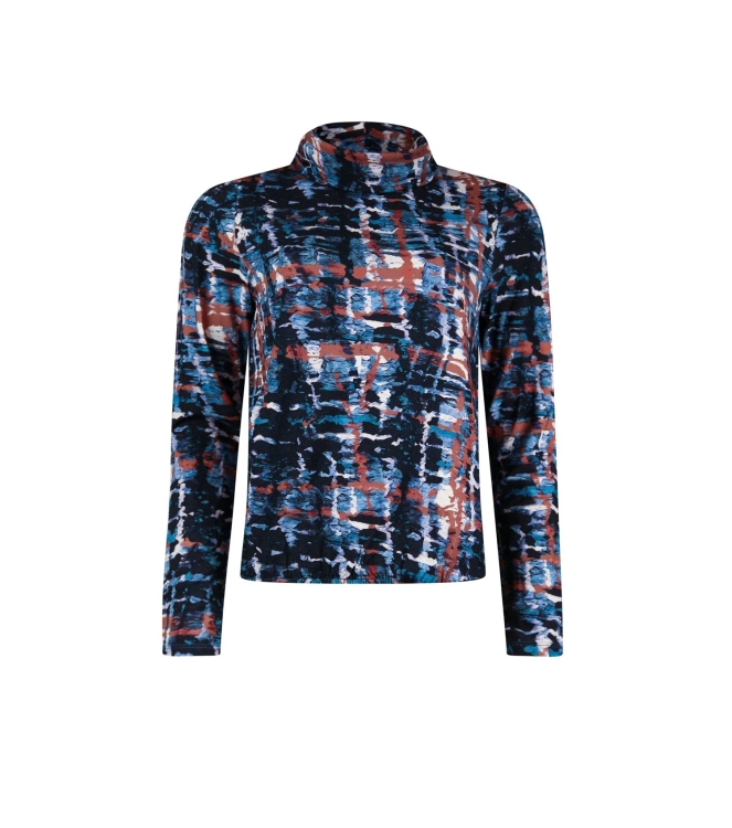 Sarto Fashion T-shirt rollcollar p1040 navy-mocca+ painted check