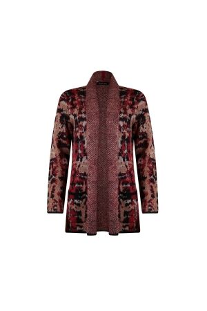 Sarto Fashion Cardigan shawlcollar p1720 ruby+ check mohair jacquard