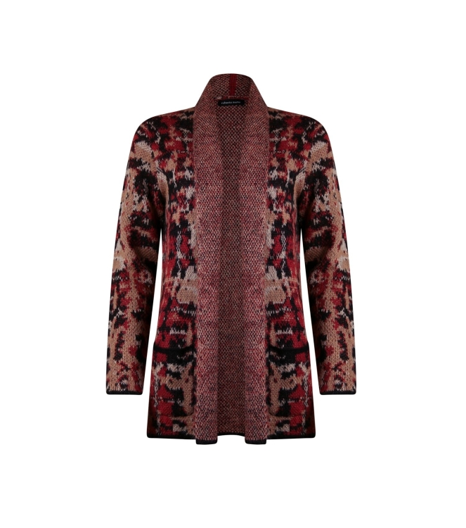 Sarto Fashion Cardigan shawlcollar p1720 ruby+ check mohair jacquard