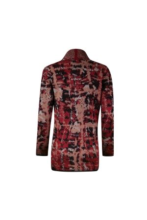 Sarto Fashion Cardigan shawlcollar p1720 ruby+ check mohair jacquard