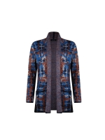 Sarto Fashion Cardigan shawlcollar p1721 mocca-navy+ mohair jacquard