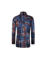 Sarto Fashion Cardigan shawlcollar p1721 mocca-navy+ mohair jacquard