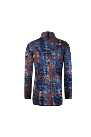 Sarto Fashion Cardigan shawlcollar p1721 mocca-navy+ mohair jacquard